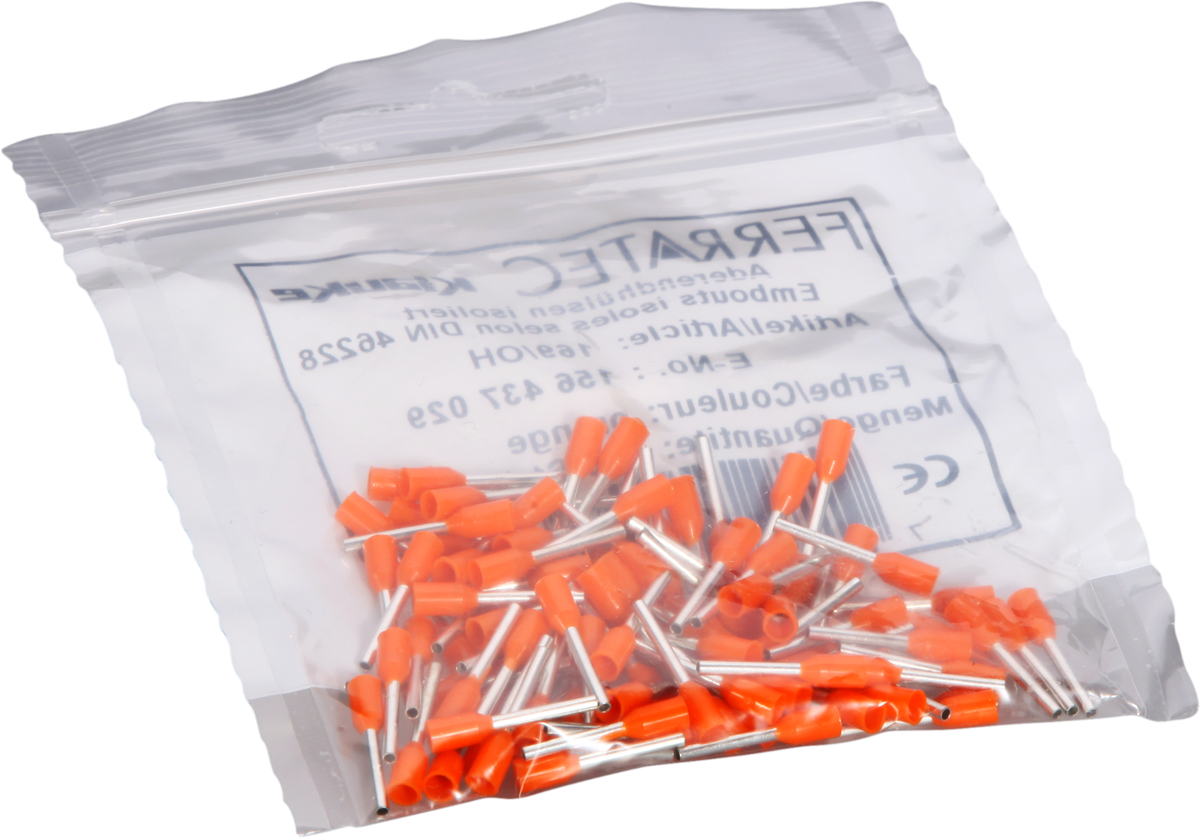 Embout de câble type A isolé 0.5mm²/10mm orange