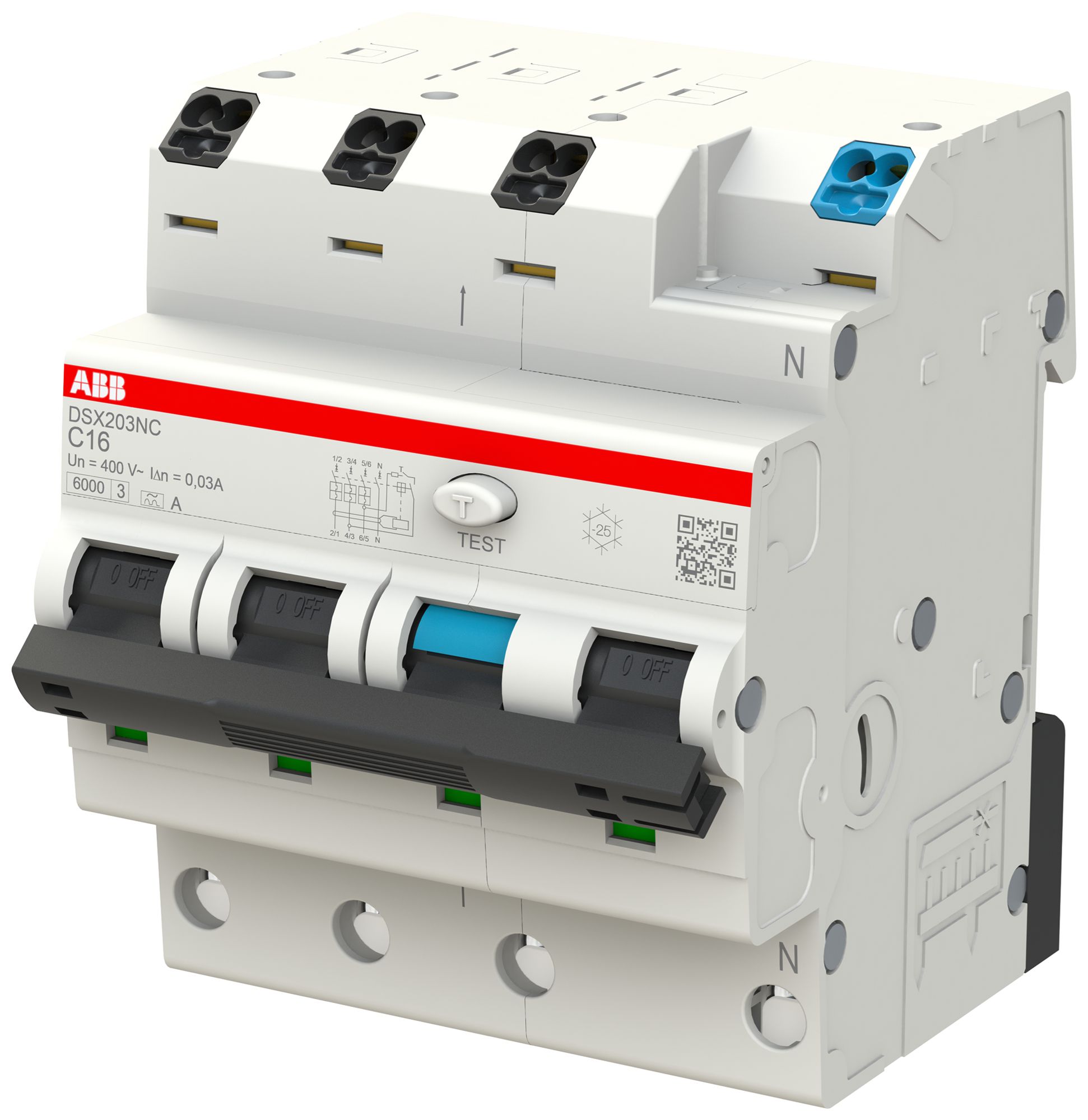 FI/LS-Schalter ABB FlexLine 3LN 400V C 16A 0.03A Typ A 6kA 4TE