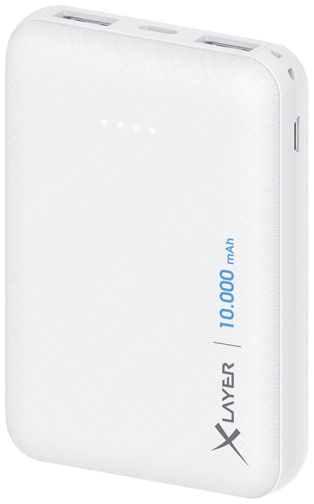 Batterie externe XLayer Micro 10000mAh 2×USB-A ≤2.1A 91×64×22.5mm 200g blanc