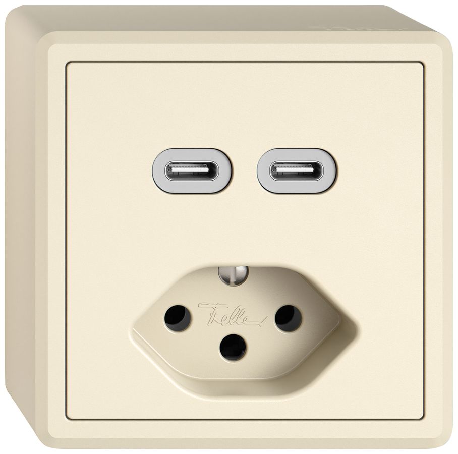 AP-USB-Ladesteckdose EDIZIO.liv SNAPFIX® USB C+C/T13 3A 230VAC cr