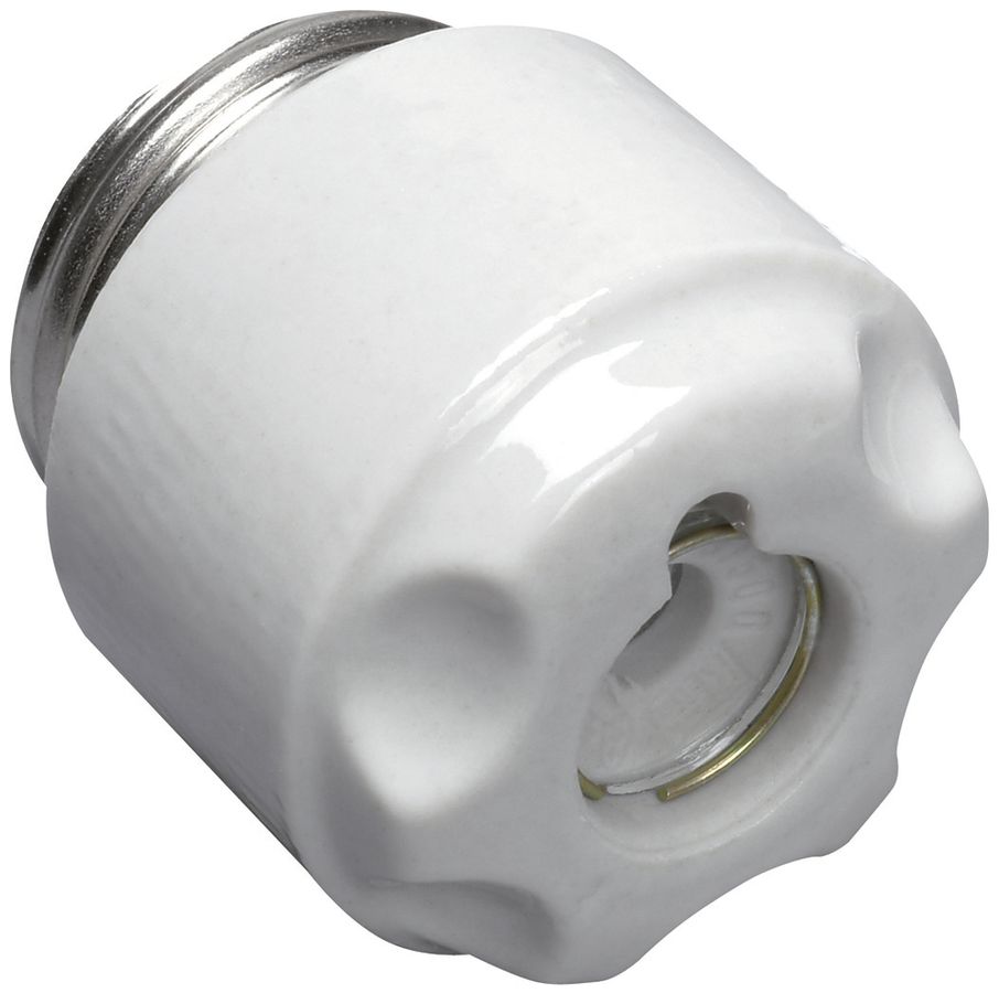 Sicherungskopf DIII E33 aus Keramik mit Prüfloch weiss