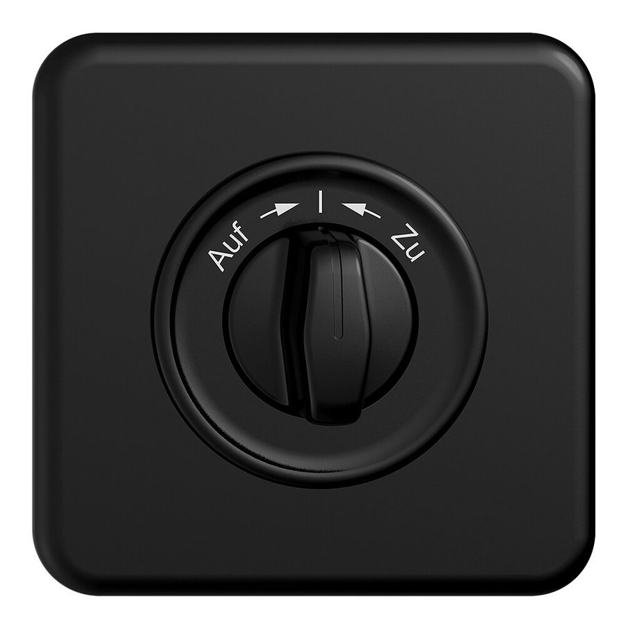 Frontset STANDARDdue Auf->I<-Zu schwarz 90×90mm für Schwenktaster