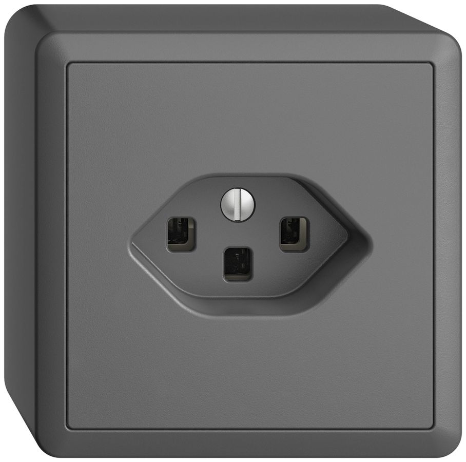 AP-Steckdose EDIZIOdue T23 16A dunkelgrau, mit Steckklemmen