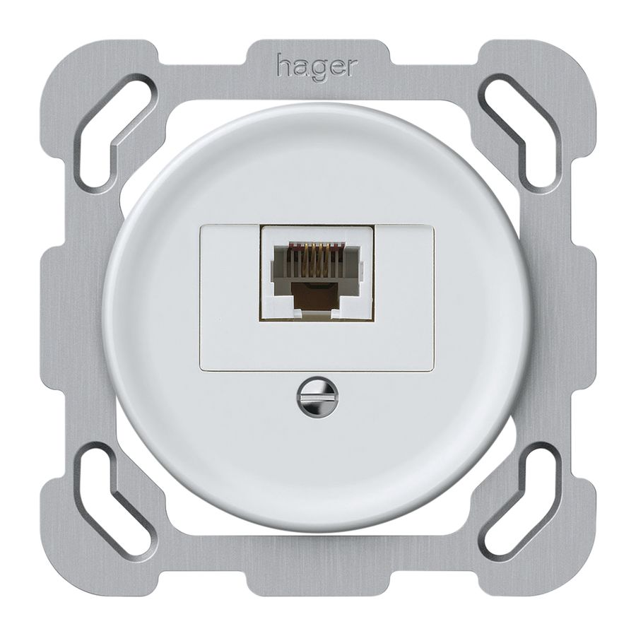 UP-Anschlussdose origin RJ45 8(4) Kat.6 gerade 77×77mm weiss