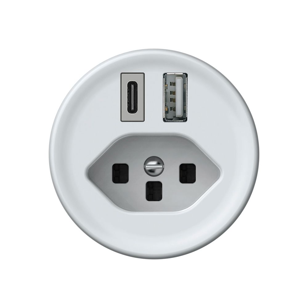 Prise de charge USB origin 1×USB-A 1×USB-C 3000mA 5V avec type 23 blanc