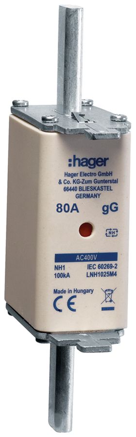 Fusible HPC Hager DIN1c 400VAC 80A gG/gL avertisseur double antirouille