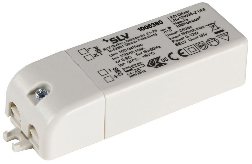 Convertitore LED SLV LBV12W24-Z UNI, 12W 24VDC max. 500mA