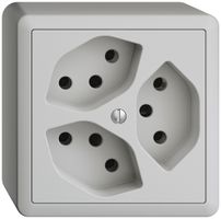 Prise AP EDIZIOdue 3×T13 gris clair