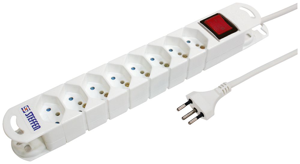 Steckdosenleiste STEBA VARIABL 8×T13 mit Schalter 3m weiss