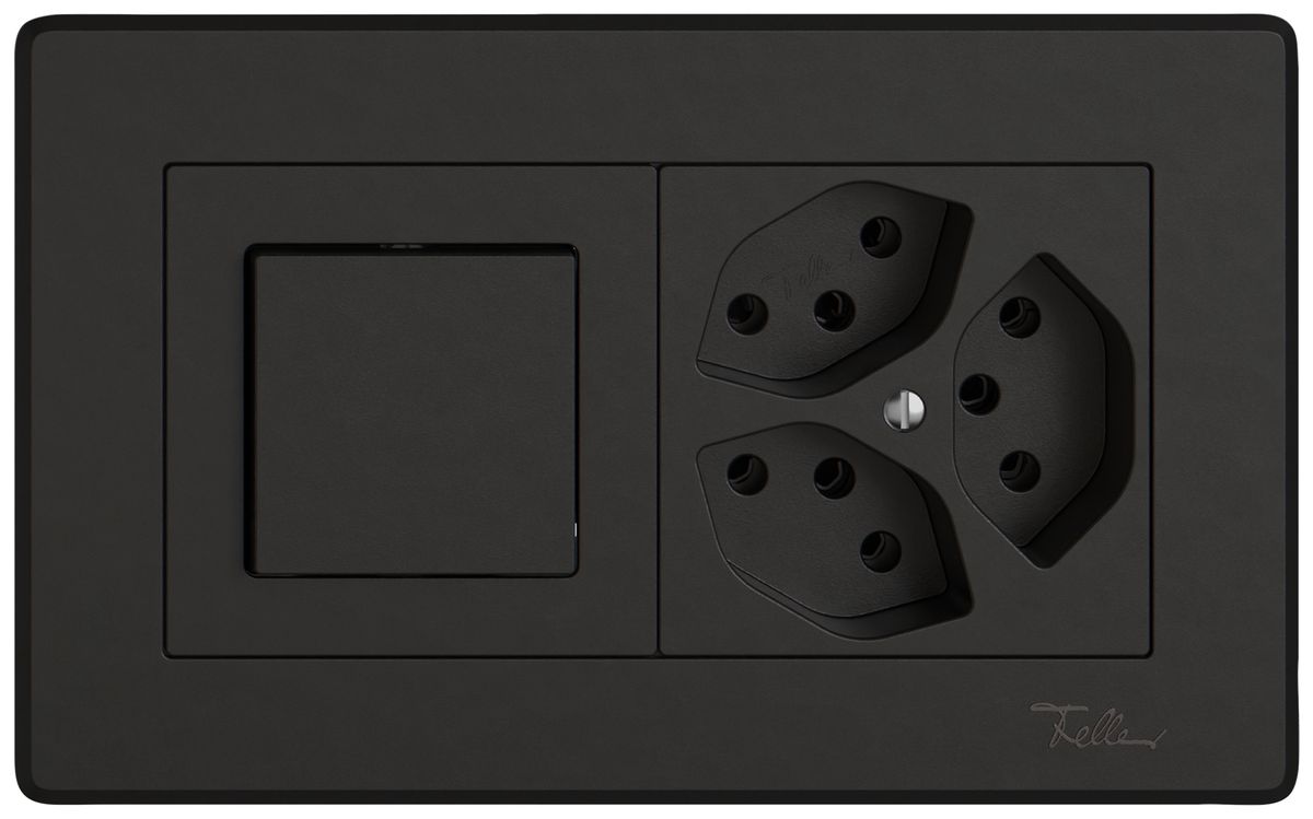 Combinazione INC EDIZIO.liv SNAPFIX® 1×2 96×156mm schema 3/1L+3×T13 nero