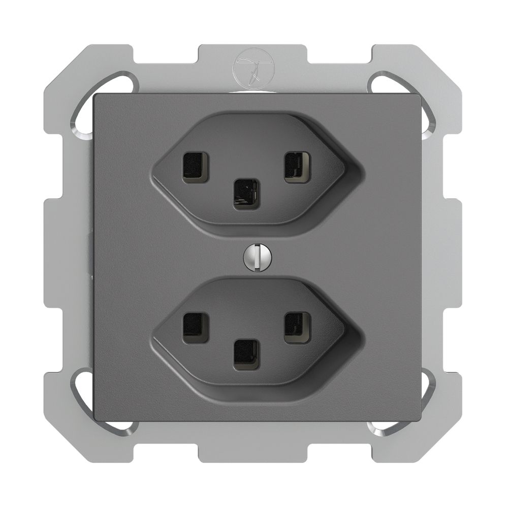 UP-Steckdose 2×T23 16A EDIZIOdue dunkelgrau, mit Steckklemmen