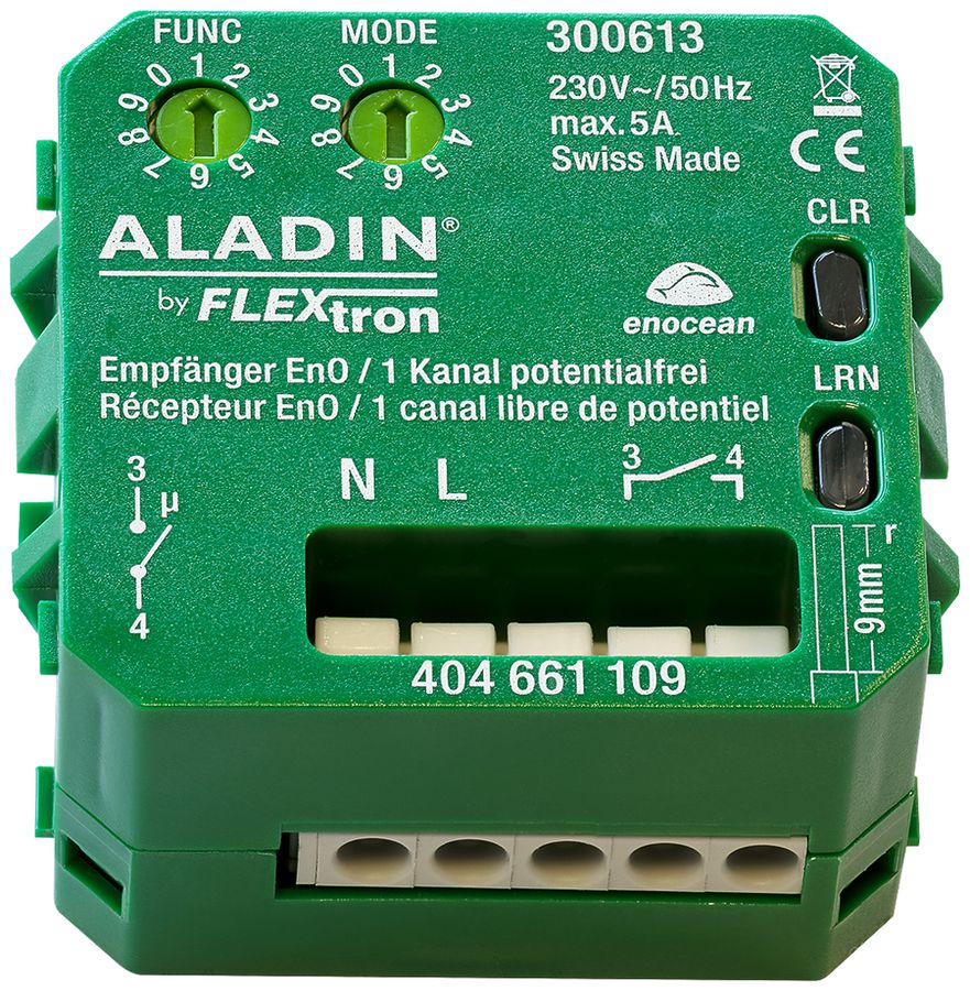 EB-RF-Schaltaktor ALADIN EnO, 1-Kanal, potentialfrei, 230V/5A