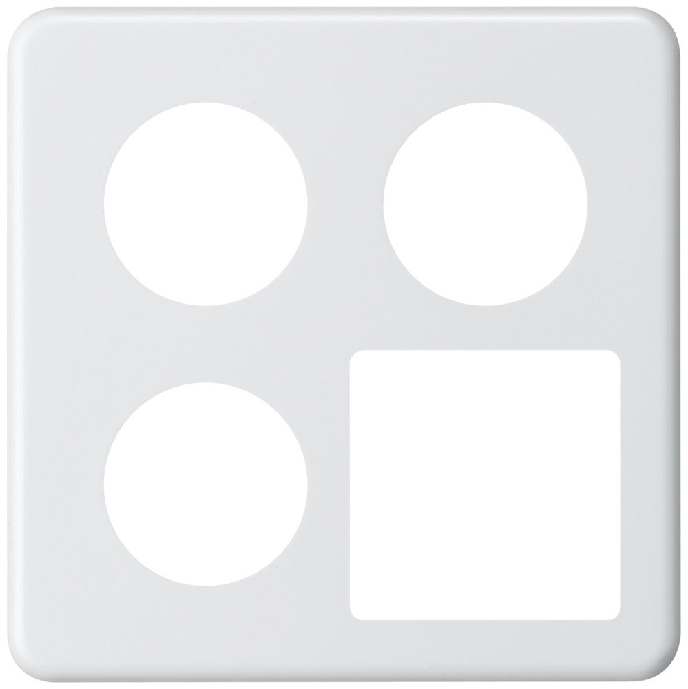 UP-Abdeckplatte basico 2×2 3×Ø43mm+Ausschnitt 58×58mm weiss