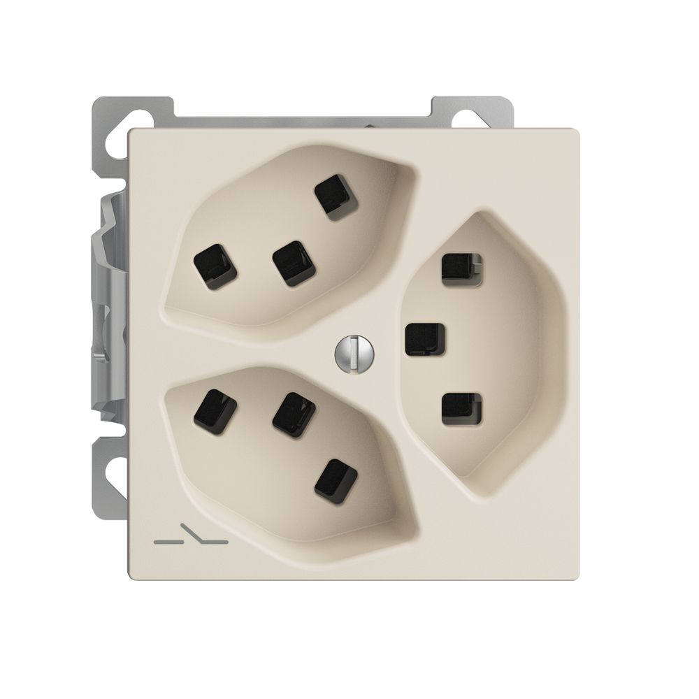 AP-Steckdose 3×T23 Feller EDIZIOdue FXCO54, 1×getrennt, Steckklemmen, crema