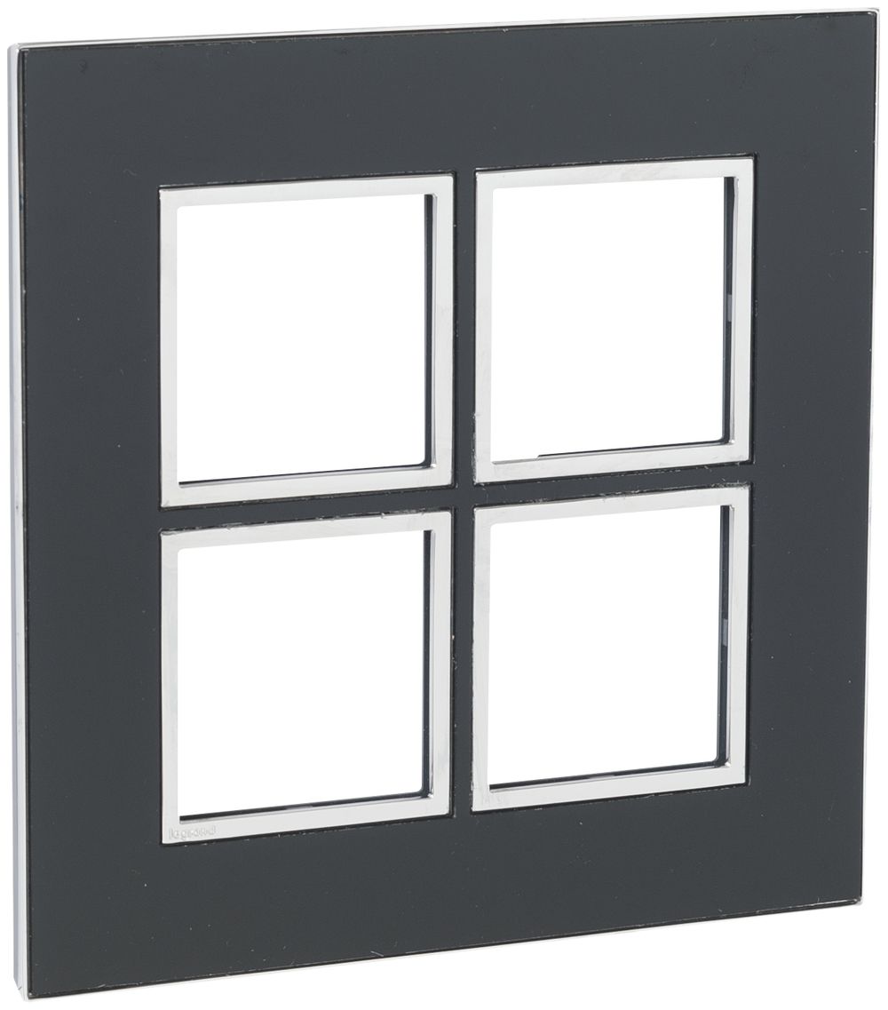 Abdeckrahmen ATO 2×2 Modul Glas-schwarz, mit Zierrahmen