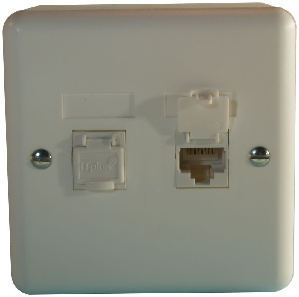 Boîte AP cat.6 ST.2p.2RJ45/u blanc