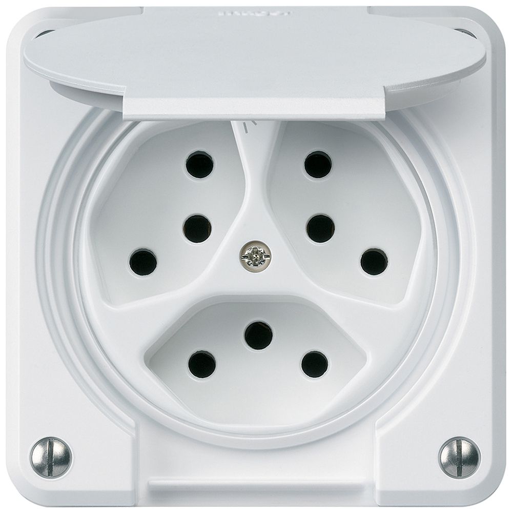 UP-Steckdose robusto 3×Typ 13/1 weiss