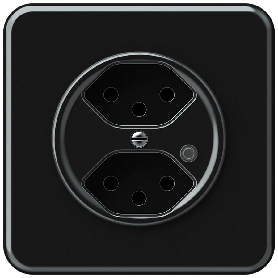 UP-Steckdose origin 2×Typ 13 bel.grün 10A 230V 92×92mm schwarz