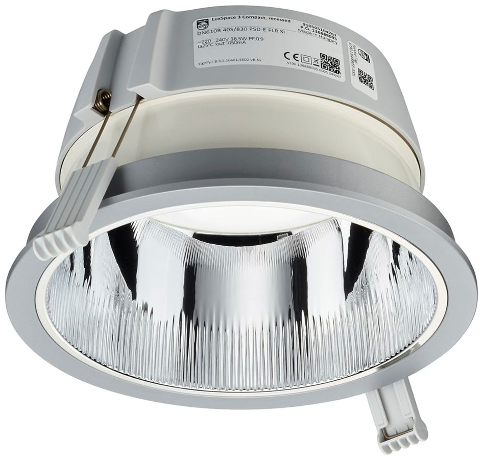 Downlight LED Philips LuxSpace Compact FLR 10.8W 2000lm 840 WB Ø214mm argent