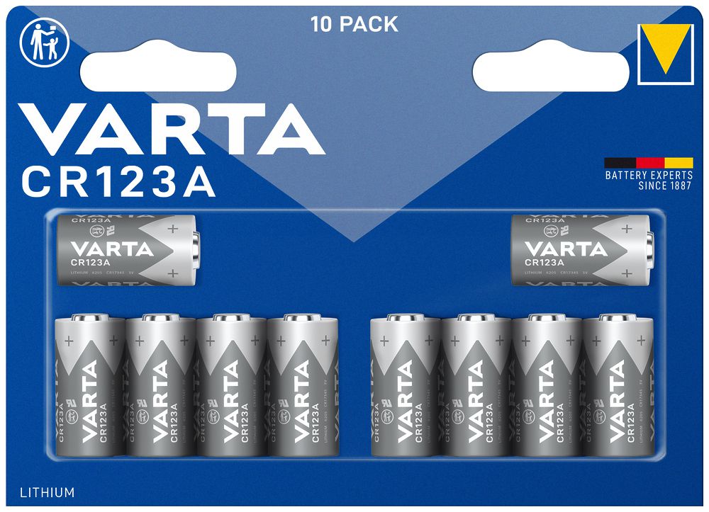 Pila litio VARTA Electronics CR123A 3V blister a 10 pezzi