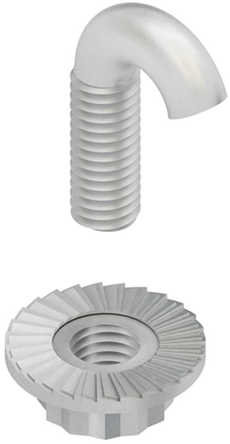 Vis à crochet Niedax filetage M6, avec écrou à bride denté acier zingué au feu