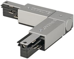 Raccordo a L SLV per binario conduttore EUTRAC, terra esterno grigio argento