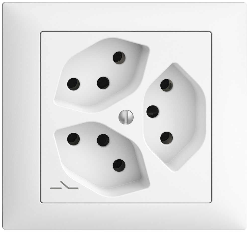 Prise INC EDIZIOdue 3×T13 blanc 1×S