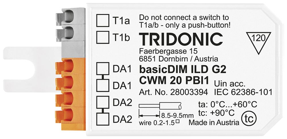 Interfaccia per tasto Tridonic basicDIM ILD G2 CWM 20 PBI1