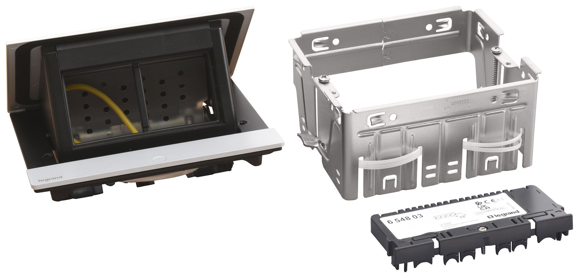 Tischsteckdose POP-UP für 4 Module Mosaic alu