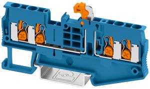 Messertrennklemme PX XT 2,5-QUATTRO-MT BU 4mm² 20A 500V 4×1 TH35 bl
