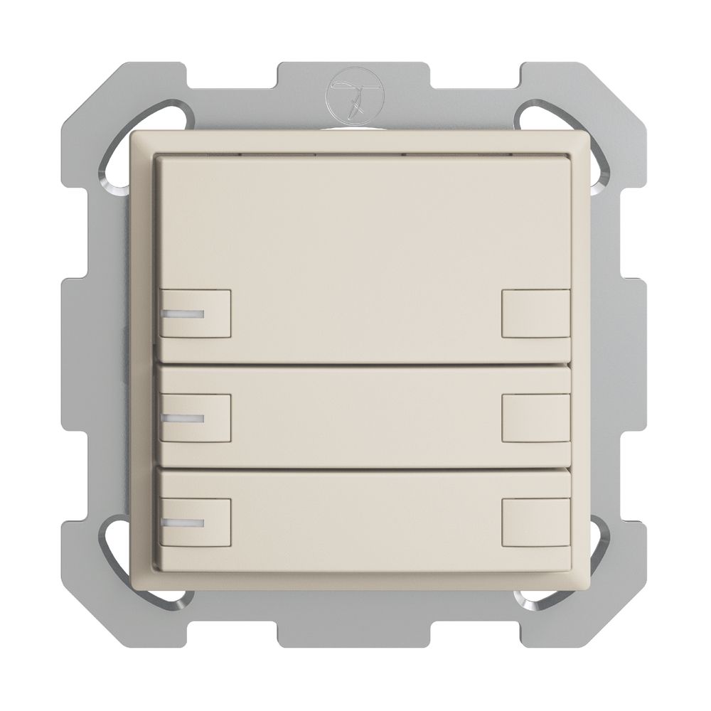 UP-KNX-Taster RGB EDUE, 250mW, m.RGB-LED, 3×Taste, 2×Tastenbelegung, crema