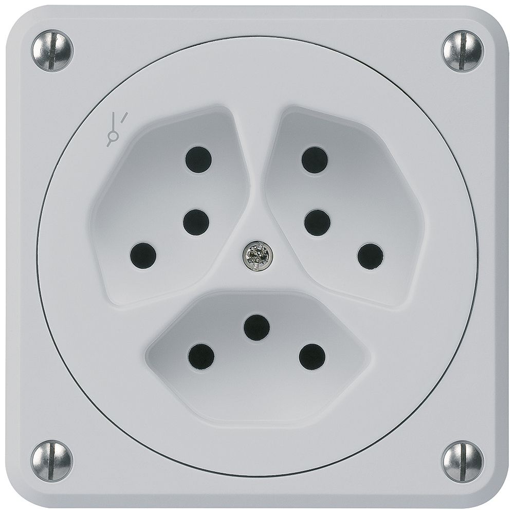 UP-Steckdose robusto 3×Typ 13/1 grau ohne Klappdeckel für Kombination