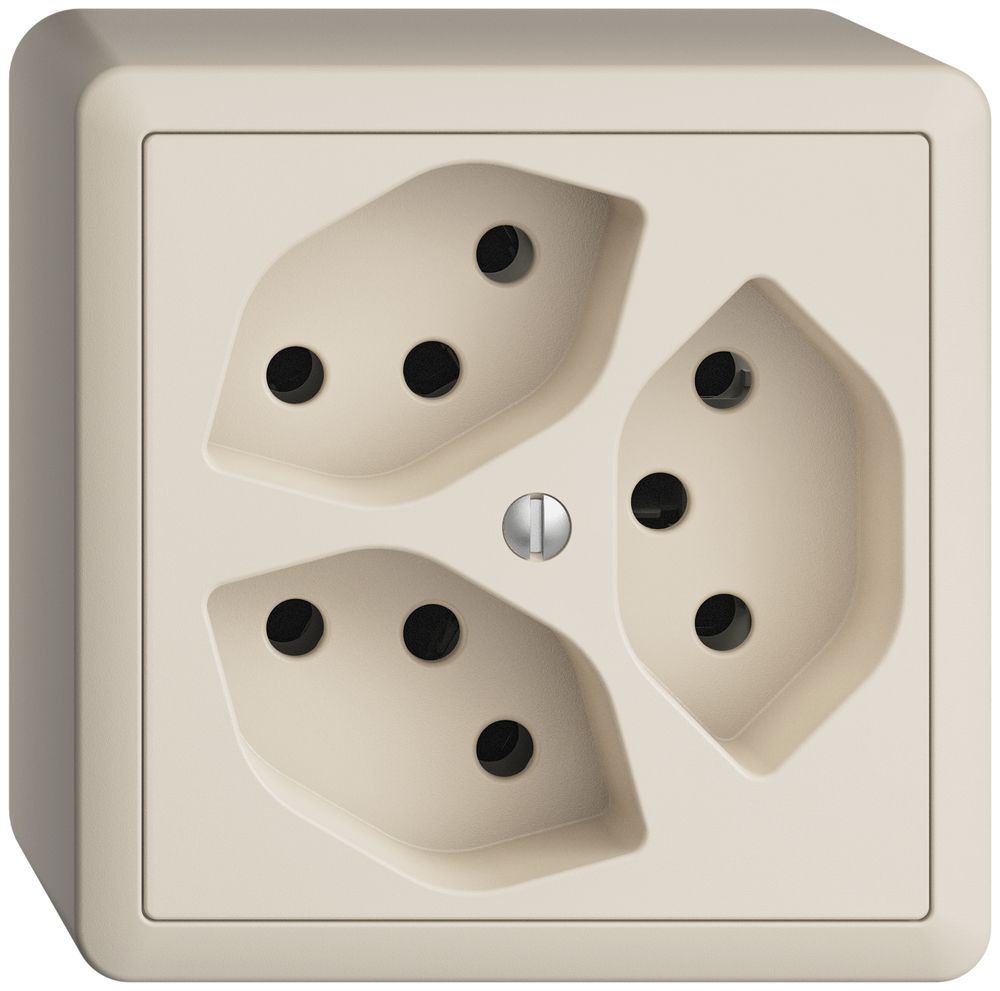 Prise AP EDIZIOdue 3×T13 crema 3×S, avec shutter