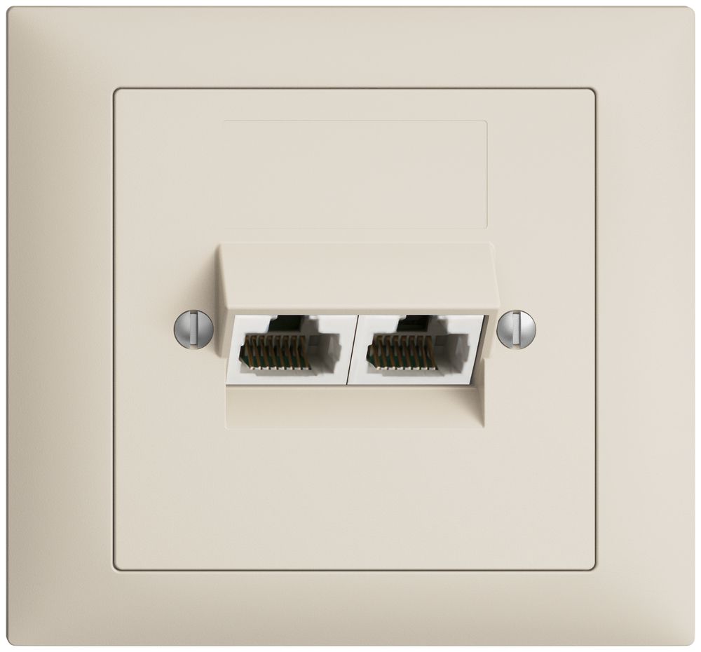 EB-Dose 2×RJ45/u 4P getr. EDIZIOdue crema, ITplus