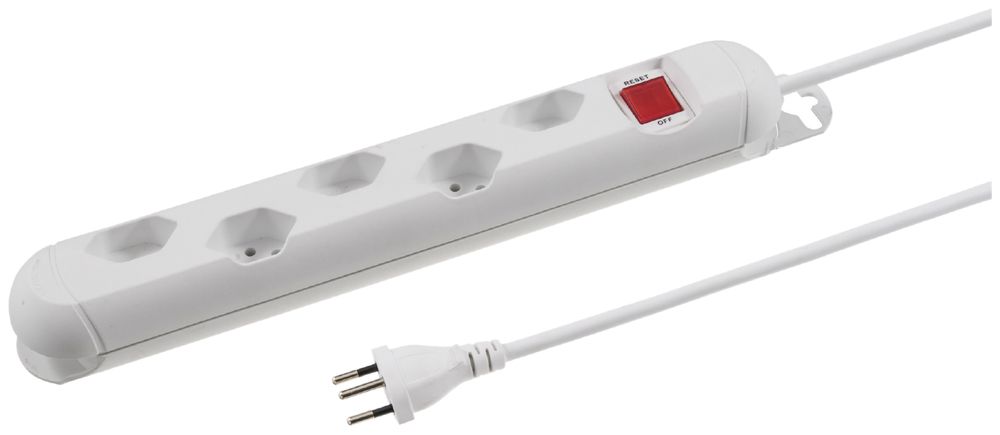 Presa multipla STEBA STRONG 5×T13 con interruttore 3m bianco