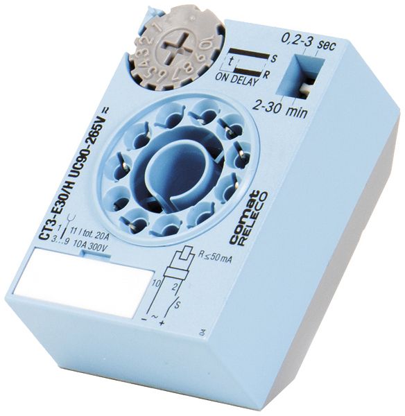 Cube temporisé ComatReleco CT3-E30/L, retardé à l'enclen. 200ms…30min 20…65VUC