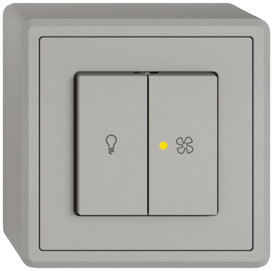 Interruttore a pulsante lum.AP EDIZIO.liv SNAPFIX® luce&venti 3/3/1L KS gi grc