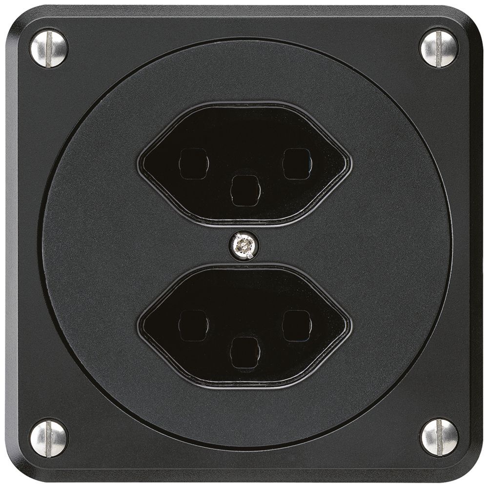 UP-Steckdose robusto 2×Typ 23 schwarz ohne Klappdeckel für Kombination