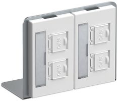 Winkelträger Hager mit 2×FLF und 4×RJ45 Kat.6A ungeschirmt weiss
