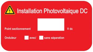 Etichetta Plica EET UV HA FR: Installation Photovoltaique DC