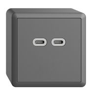 Prise AP USB 18W 2×type C Feller EDIZIOdue FX54 230V 3600mA gris foncé
