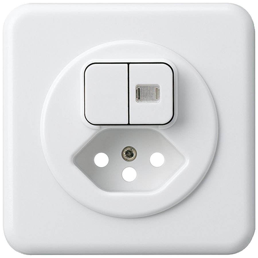 UP-Frontset basico 86×86mm weiss mit 1 Linse und Kinderschutz f.S1/Typ 13