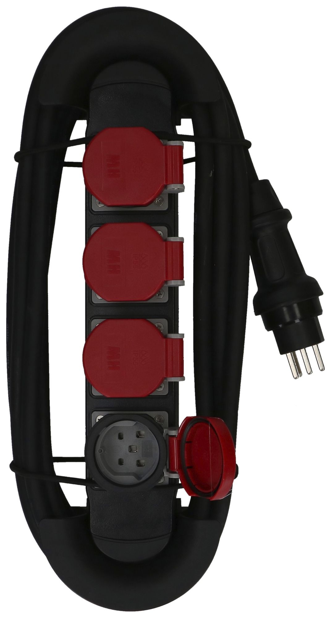 Prise multiple MAX HAURI Construct Line 5m 4×T25 IP55 90° schwarz