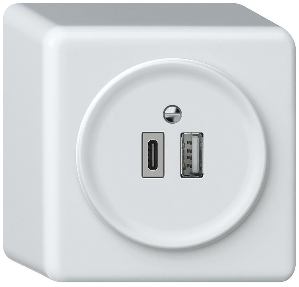 AP-USB-Ladesteckdose origin 1×USB-A 1×USB-C 3000mA 5V weiss
