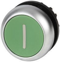 Pulsante ETN RMQ piatta I verde, permanente, anello cromato