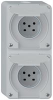 Combinazione AP robusto 2×1, 2×presa T15 IP55 grigio