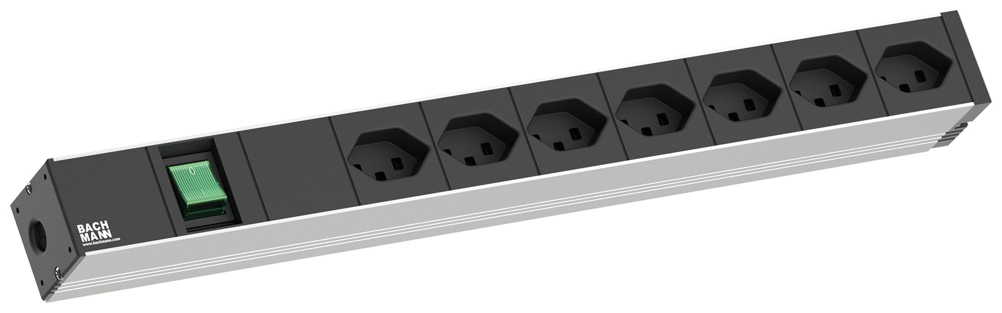 Prise multiple 19" BACHMANN 7×T23 3m avec interrupteur 1UH noir