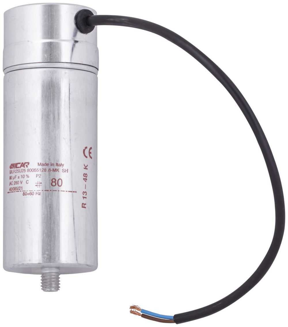Condensatore ICAR MLR25U2580055128/I-C 80µF 400V per avviamento Ø55×128mm
