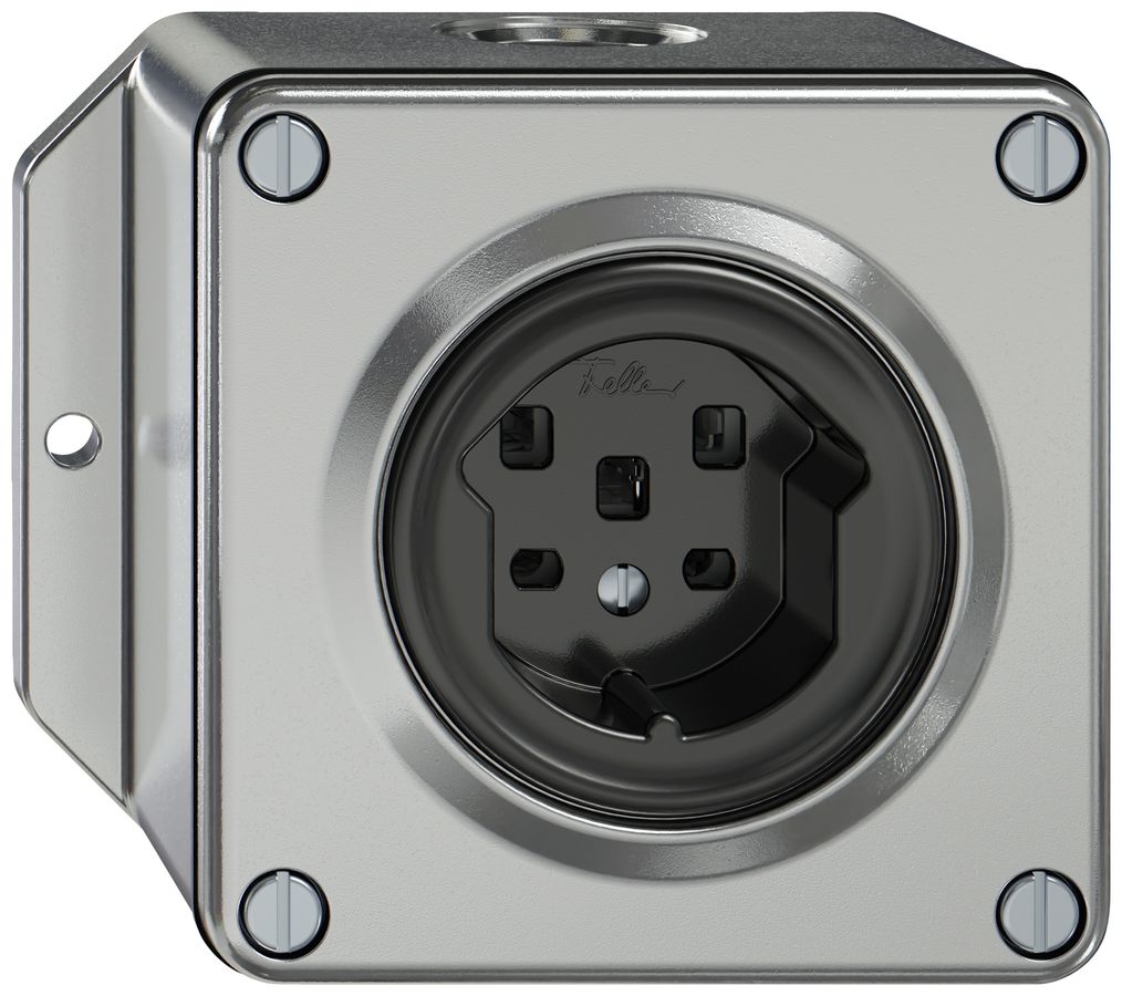 AP-Steckdose ELEMENT SNAPFIX® 1×Typ 25 16A 440V IP20 alu