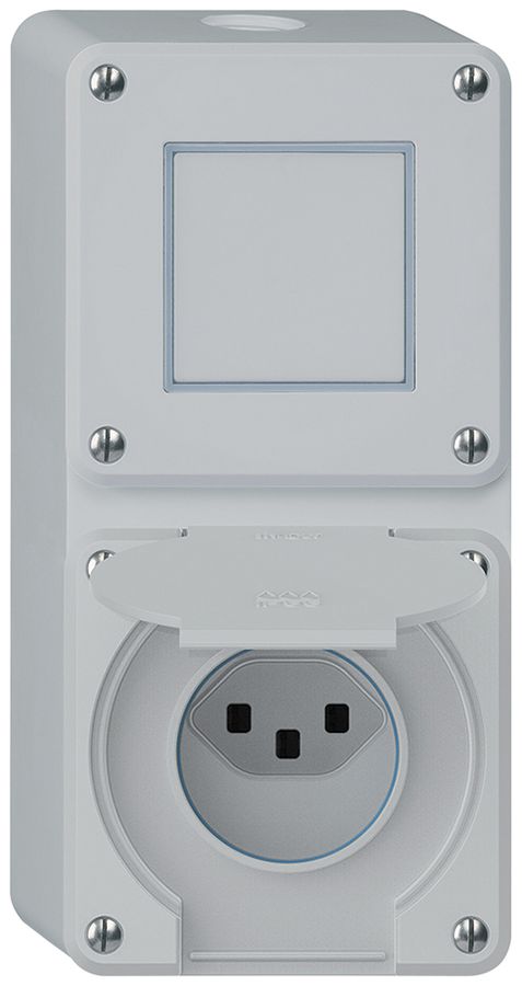 AP-Kombination robusto 2×1, Schalter Schema 3/Steckdose T23 IP55 grau